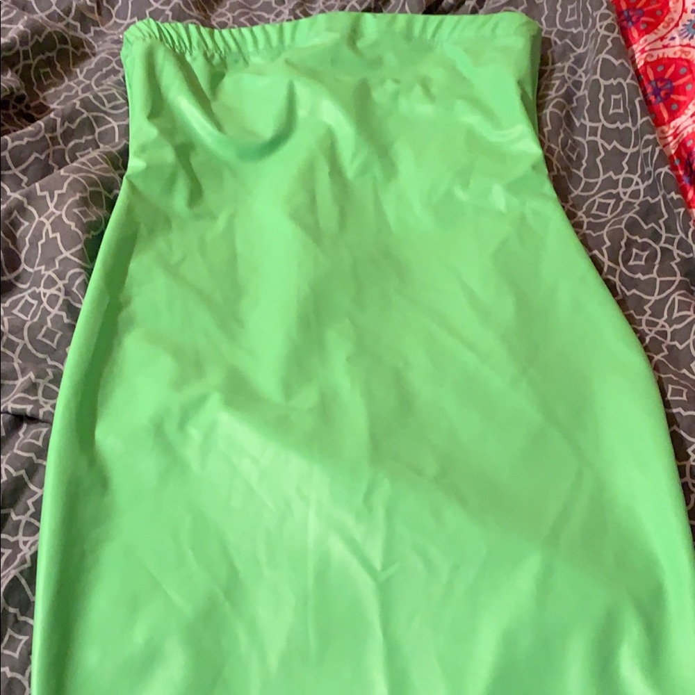 LIME GREEN fake leather dress